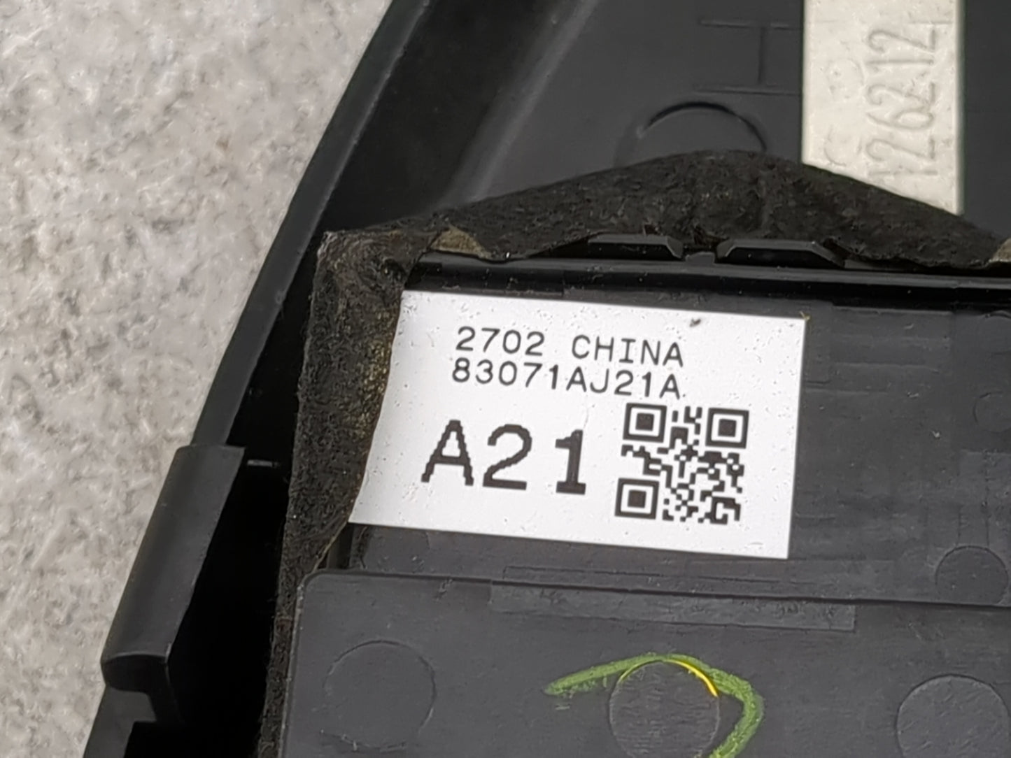 2013-2014 Subaru Legacy Master Power Window Switch Replacement Driver Side Left P/N:83071AJ21A Fits Fits 2013 2014 OEM Used 