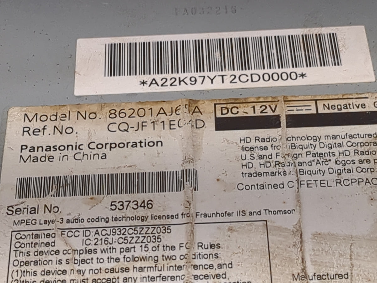 2012-2014 Subaru Legacy Radio AM FM Cd Player Receiver Replacement P/N:86201AJ6 CQ-JF11E04D, A22K97YT2CD0000 Fits 2012 2013 