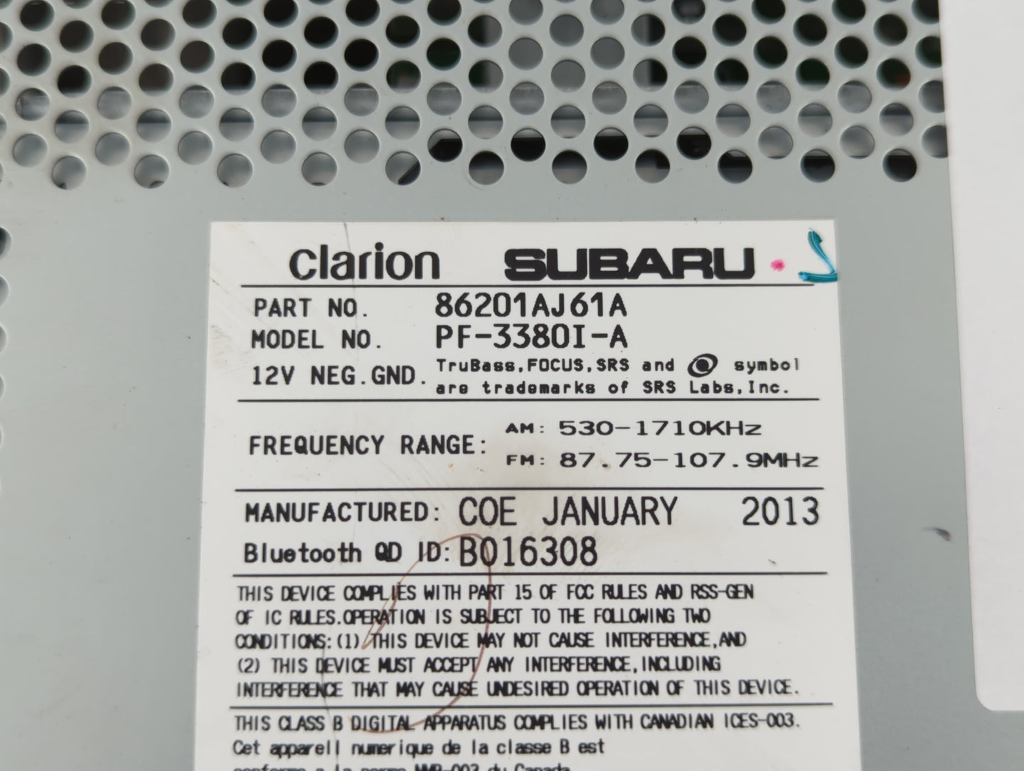 2012-2014 Subaru Legacy Radio AM FM Cd Player Receiver Replacement P/N:86201AJ66A 86201AJ61A Fits Fits 2012 2013 2014 OEM Us