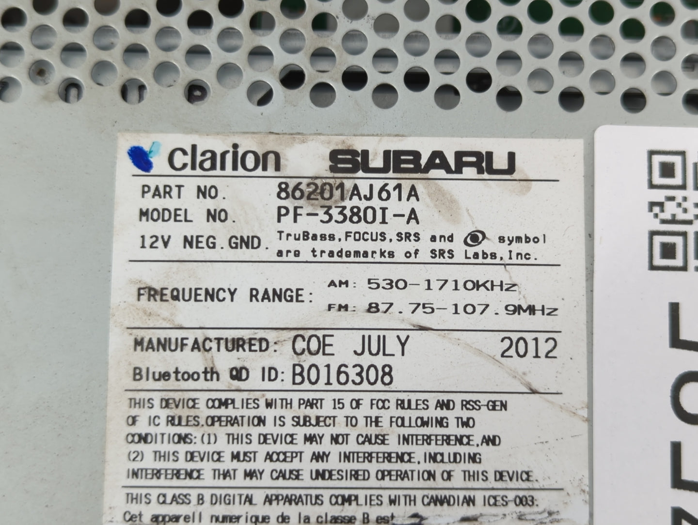 2012-2014 Subaru Legacy Radio AM FM Cd Player Receiver Replacement P/N:86201AJ61A 86271AJ60B, 86201AJ66A Fits Fits 2012 2013