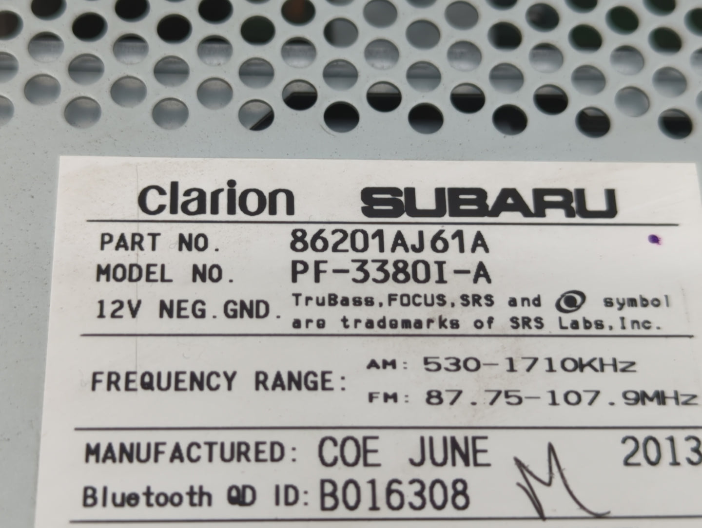 2012-2014 Subaru Legacy Am Fm Cd Player Radio Receiver - Oemusedautoparts1.com