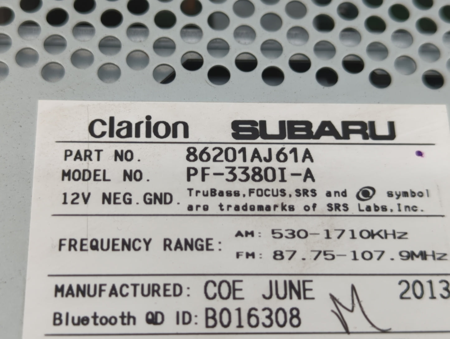 2012-2014 Subaru Legacy Am Fm Cd Player Radio Receiver - Oemusedautoparts1.com