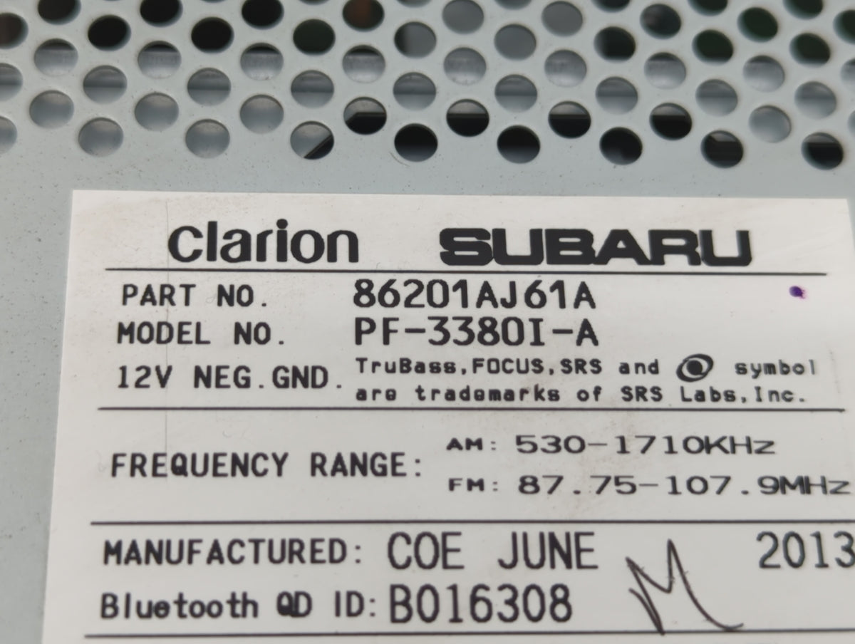 2012-2014 Subaru Legacy Am Fm Cd Player Radio Receiver 502301 - Oemusedautoparts1.com