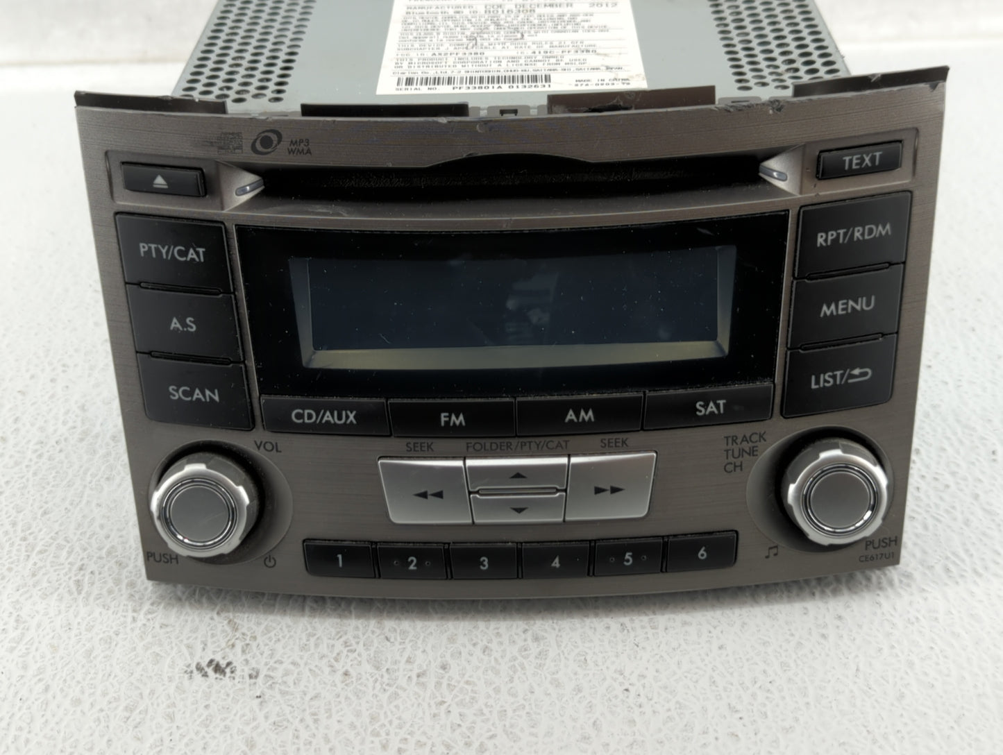 2012-2014 Subaru Legacy Am Fm Cd Player Radio Receiver - Oemusedautoparts1.com