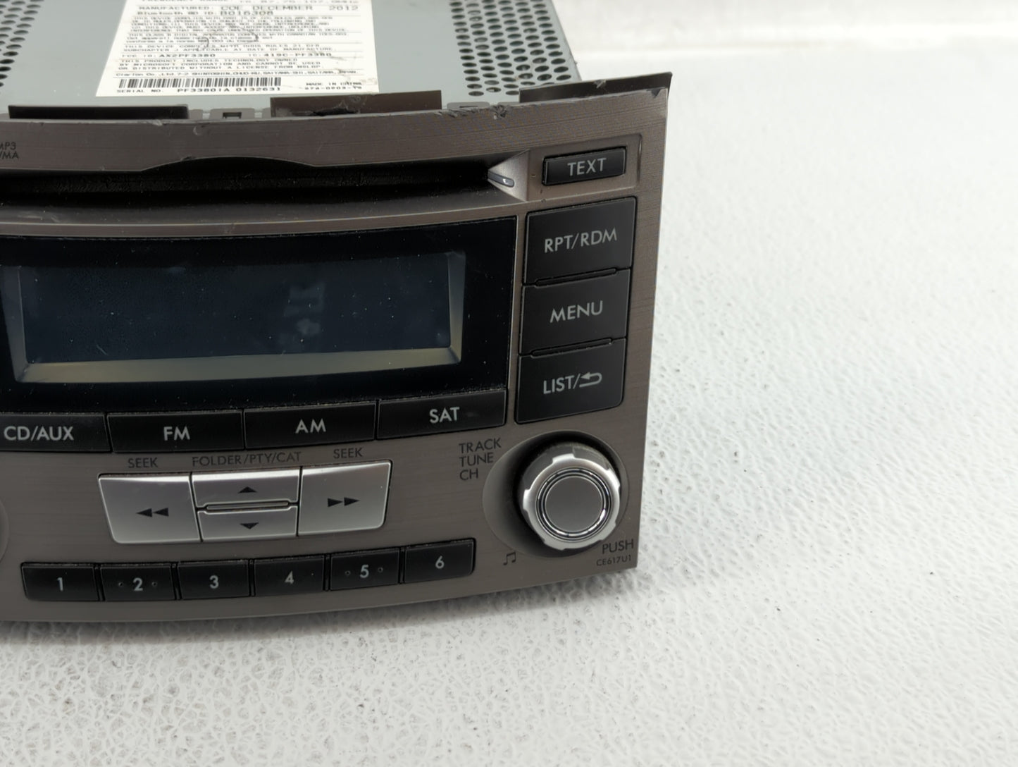 2012-2014 Subaru Legacy Am Fm Cd Player Radio Receiver - Oemusedautoparts1.com