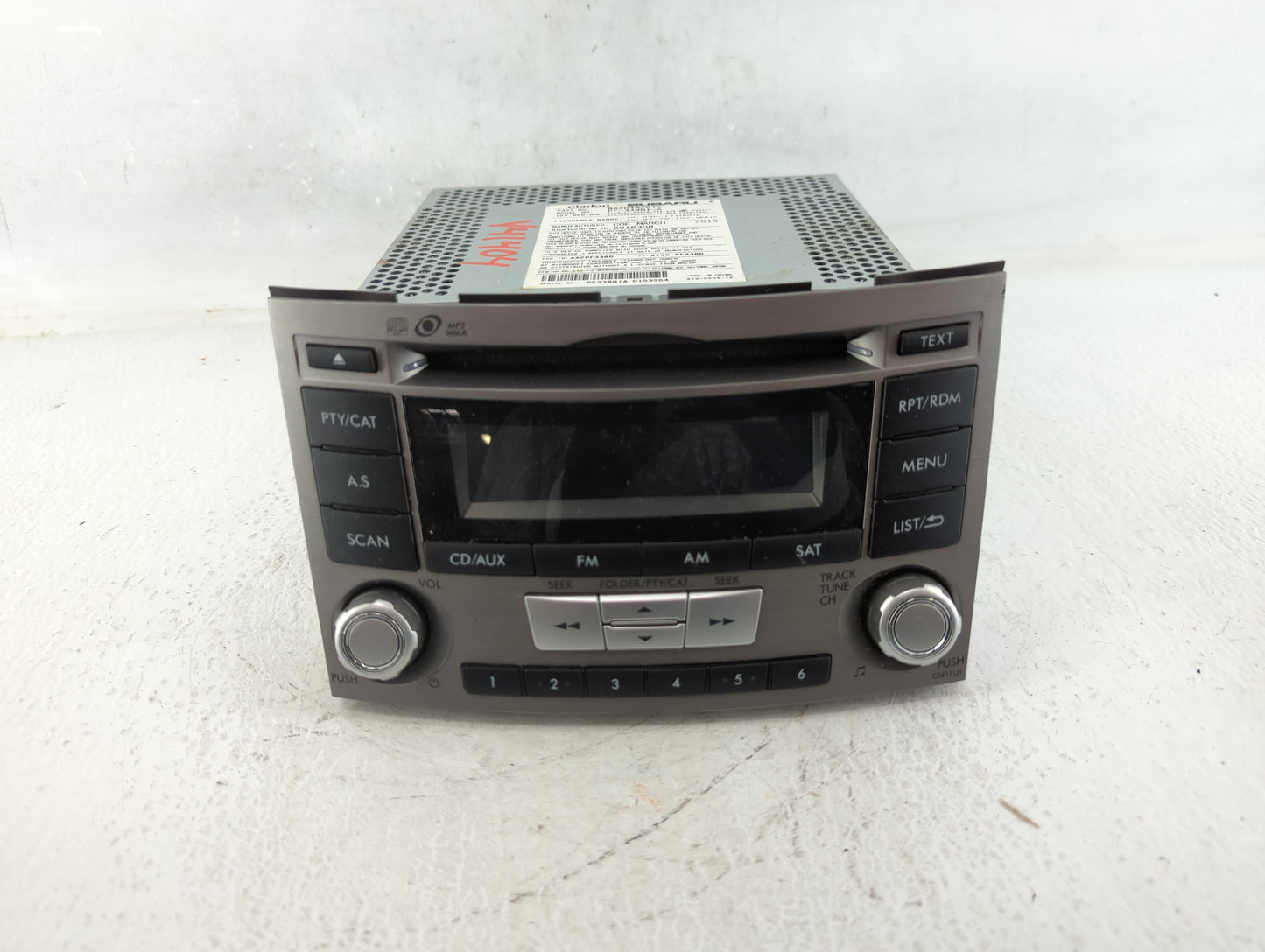 2012-2014 Subaru Legacy Radio AM FM Cd Player Receiver Replacement P/N:86201AJ61A Fits Fits 2012 2013 2014 OEM Used Auto Par