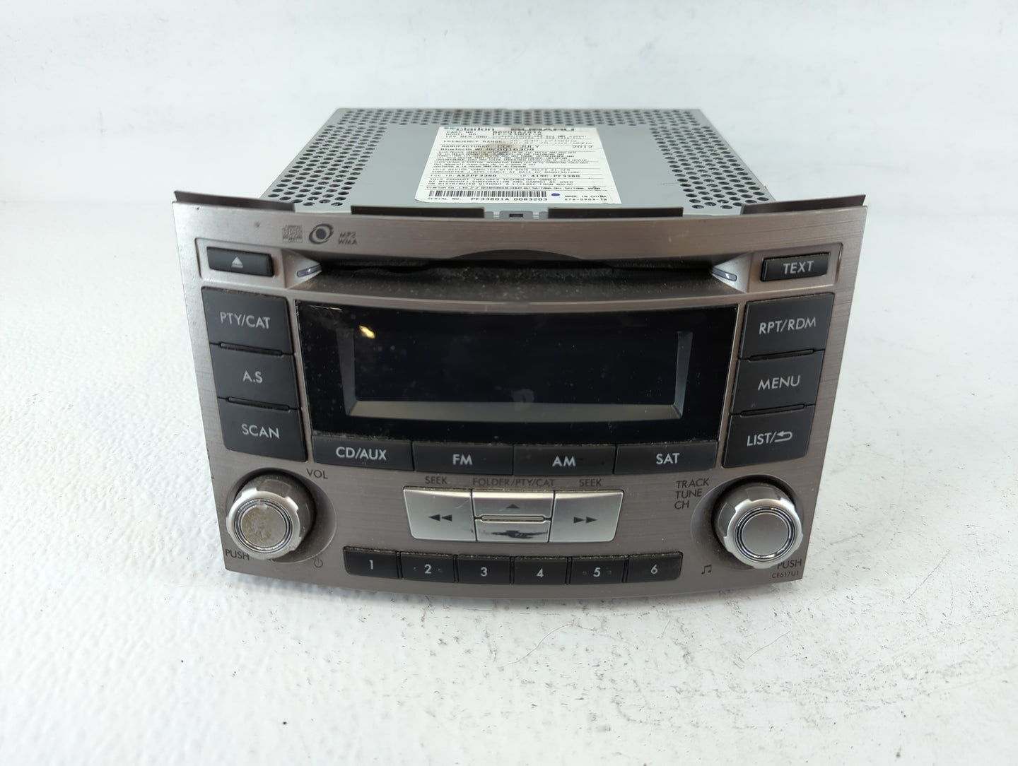 2012-2014 Subaru Legacy Radio AM FM Cd Player Receiver Replacement P/N:86201AJ61A Fits Fits 2012 2013 2014 OEM Used Auto Par
