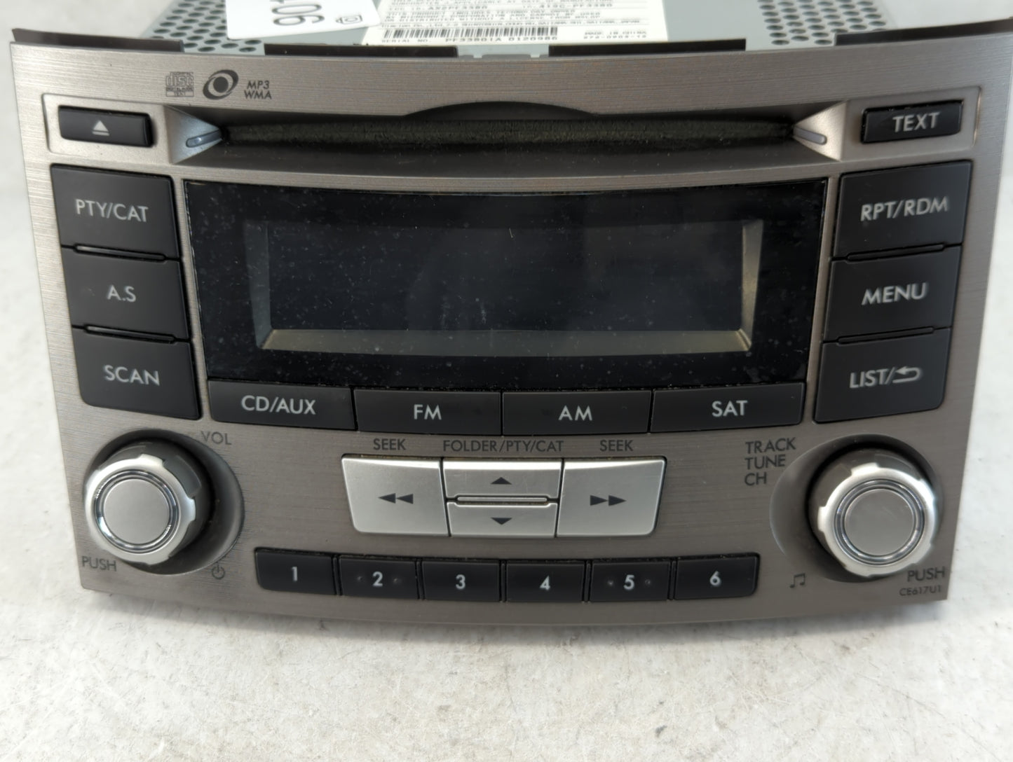 2012-2014 Subaru Legacy Radio AM FM Cd Player Receiver Replacement P/N:86201AJ61A Fits Fits 2012 2013 2014 OEM Used Auto Par