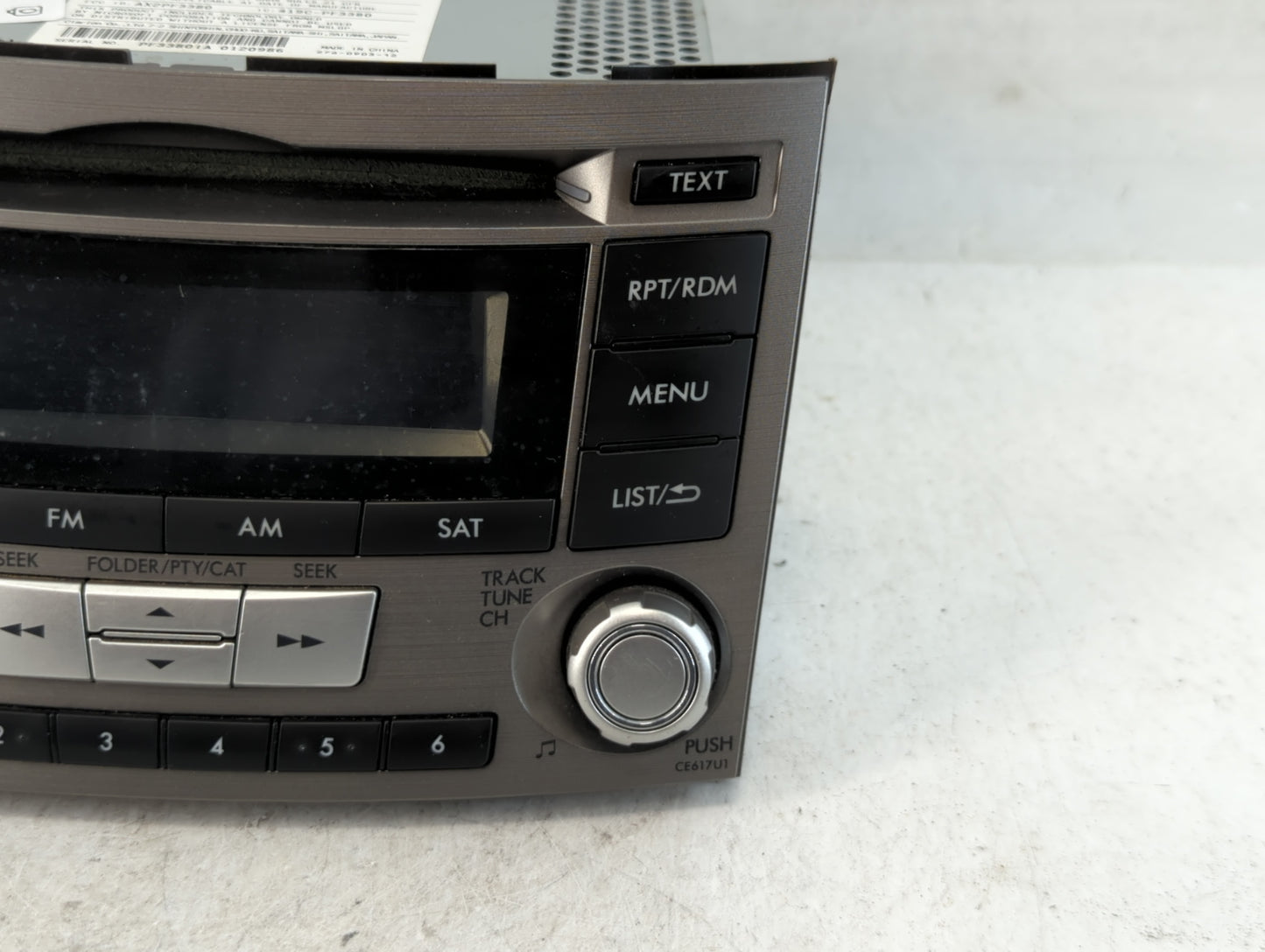 2012-2014 Subaru Legacy Radio AM FM Cd Player Receiver Replacement P/N:86201AJ61A Fits Fits 2012 2013 2014 OEM Used Auto Par