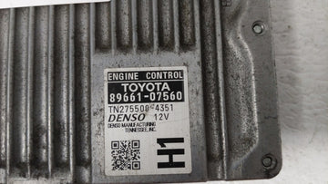 2013-2014 Toyota Avalon PCM Engine Control Computer ECU ECM PCU OEM P/N:89661-07560 Fits Fits 2013 2014 OEM Used Auto Parts