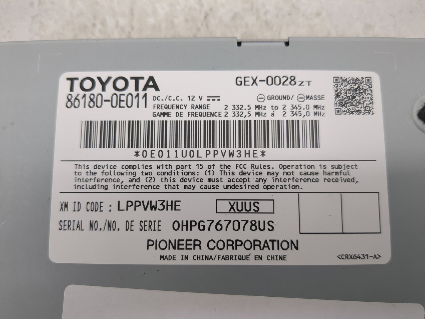 2012-2015 Toyota Camry Radio AM FM Cd Player Receiver Replacement P/N:86180-0E011 Fits Fits 2012 2013 2014 2015 OEM Used Aut