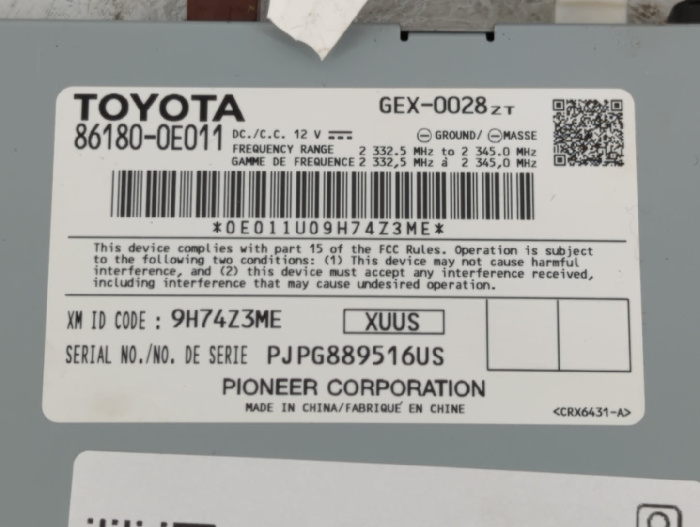 2013 Toyota Camry Radio AM FM Cd Player Receiver Replacement P/N:86180-0E011 Fits OEM Used Auto Parts - Oemusedautoparts1.co