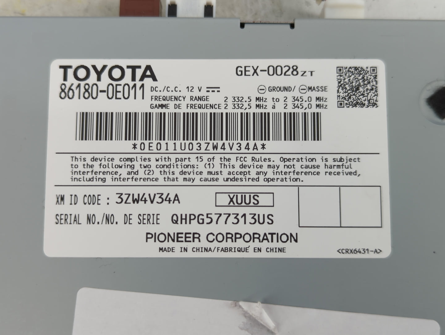 2013 Toyota Camry Radio AM FM Cd Player Receiver Replacement P/N:86180-0E011 Fits OEM Used Auto Parts - Oemusedautoparts1.co