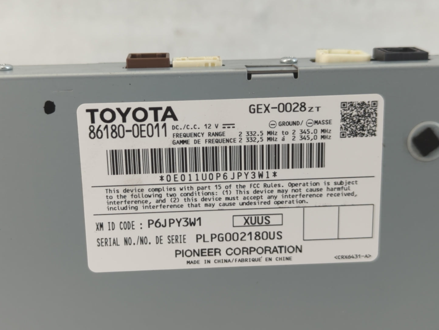 2012-2015 Toyota Camry Radio AM FM Cd Player Receiver Replacement P/N:86180-0E011 Fits Fits 2012 2013 2014 2015 OEM Used Aut