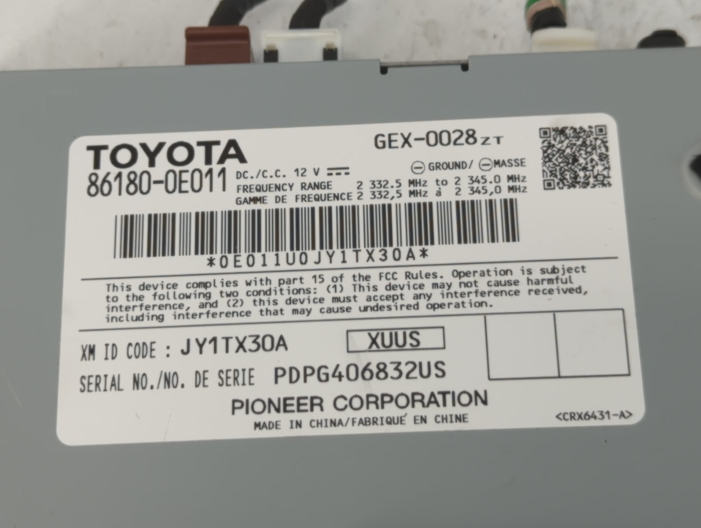 2012-2015 Toyota Camry Radio AM FM Cd Player Receiver Replacement P/N:86180-0E011 Fits Fits 2012 2013 2014 2015 OEM Used Aut