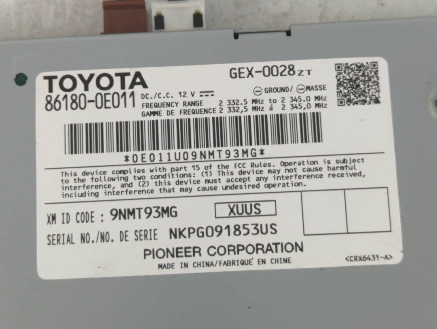 2012-2015 Toyota Camry Radio AM FM Cd Player Receiver Replacement P/N:86180-0E011 Fits Fits 2012 2013 2014 2015 OEM Used Aut