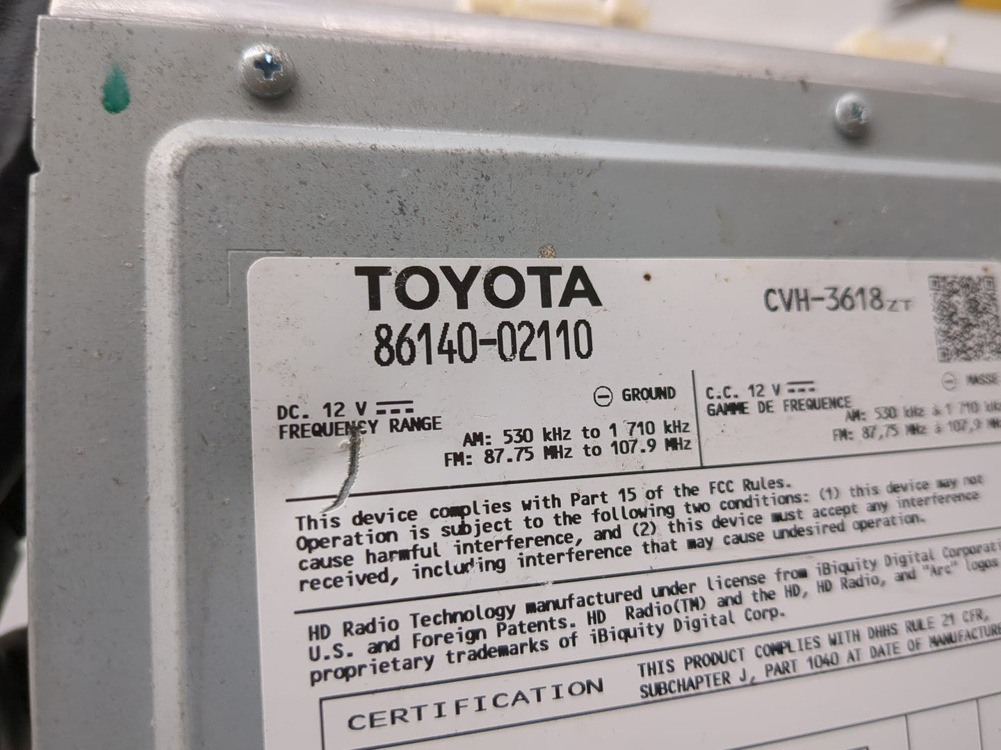 2012-2013 Toyota Corolla Radio AM FM Cd Player Receiver Replacement P/N:86140-02110 Fits Fits 2012 2013 OEM Used Auto Parts 