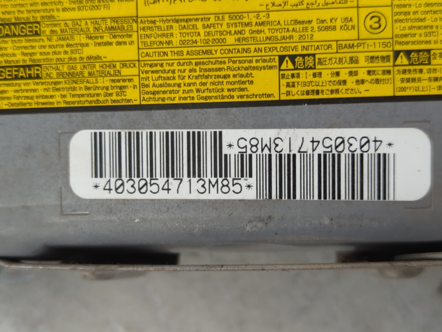 2011-2013 Toyota Highlander Air Bag Passenger Right Dashboard OEM P/N:403054713M85 Fits Fits 2011 2012 2013 OEM Used Auto Pa