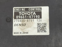 2012-2013 Toyota Prius PCM Engine Control Computer ECU ECM PCU OEM P/N:89661-47191 Fits Fits 2012 2013 OEM Used Auto Parts -