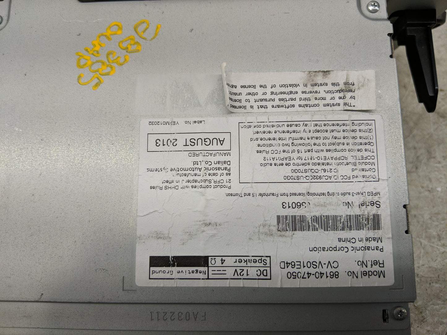 2012-2015 Toyota Prius Radio AM FM Cd Player Receiver Replacement P/N:86140-47050 Fits Fits 2012 2013 2014 2015 OEM Used Aut