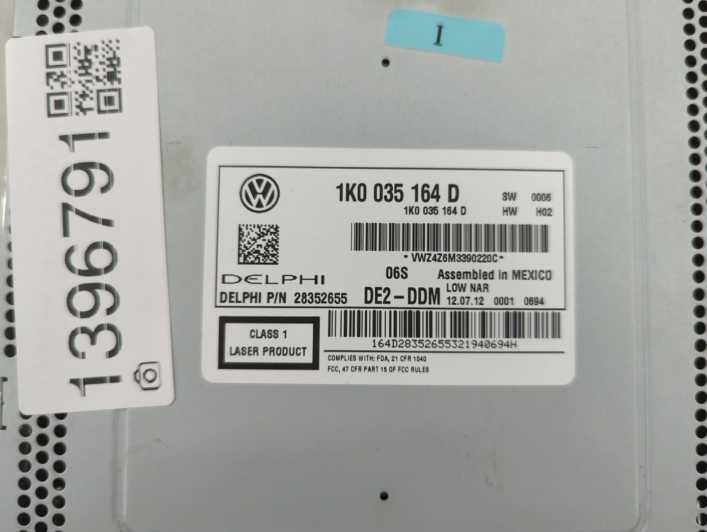 2012-2016 Volkswagen Beetle Radio AM FM Cd Player Receiver Replacement P/N:1K0 035 164 D Fits Fits 2011 2012 2013 2014 2015 
