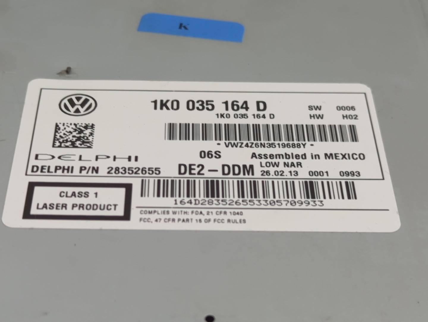 2012-2016 Volkswagen Beetle Radio AM FM Cd Player Receiver Replacement P/N:1K0 035 164 D Fits Fits 2011 2012 2013 2014 2015 