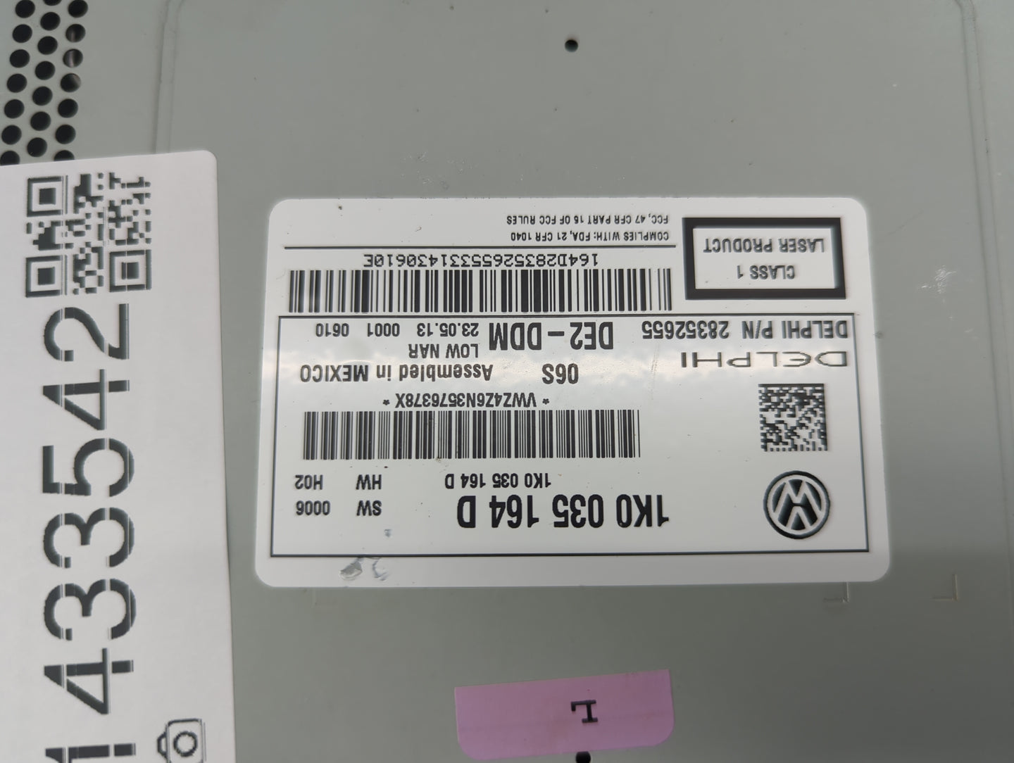 2012-2016 Volkswagen Beetle Radio AM FM Cd Player Receiver Replacement P/N:1K0 035 164 D 1K0035164D Fits OEM Used Auto Parts