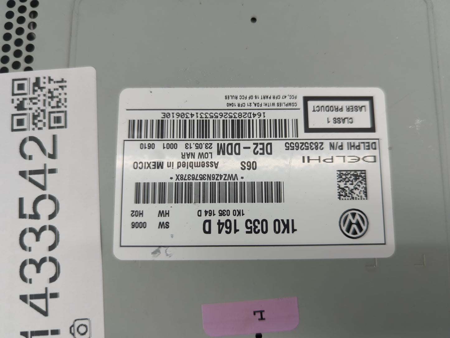 2012-2016 Volkswagen Beetle Radio AM FM Cd Player Receiver Replacement P/N:1K0 035 164 D 1K0035164D Fits OEM Used Auto Parts