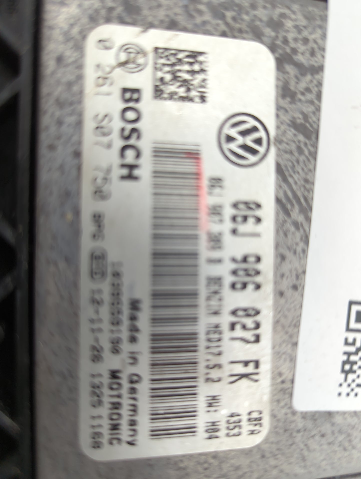 2012-2014 Volkswagen Beetle PCM Engine Control Computer ECU ECM PCU OEM P/N:06J906027FK 0261S07750 Fits Fits 2012 2013 2014 