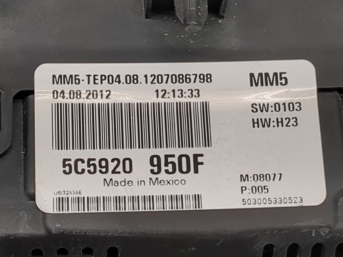 2013-2014 Volkswagen Beetle Instrument Cluster Speedometer Gauges P/N:5C5920950F MM5-TEP04.08.1207086798 Miles: Fits OEM Use