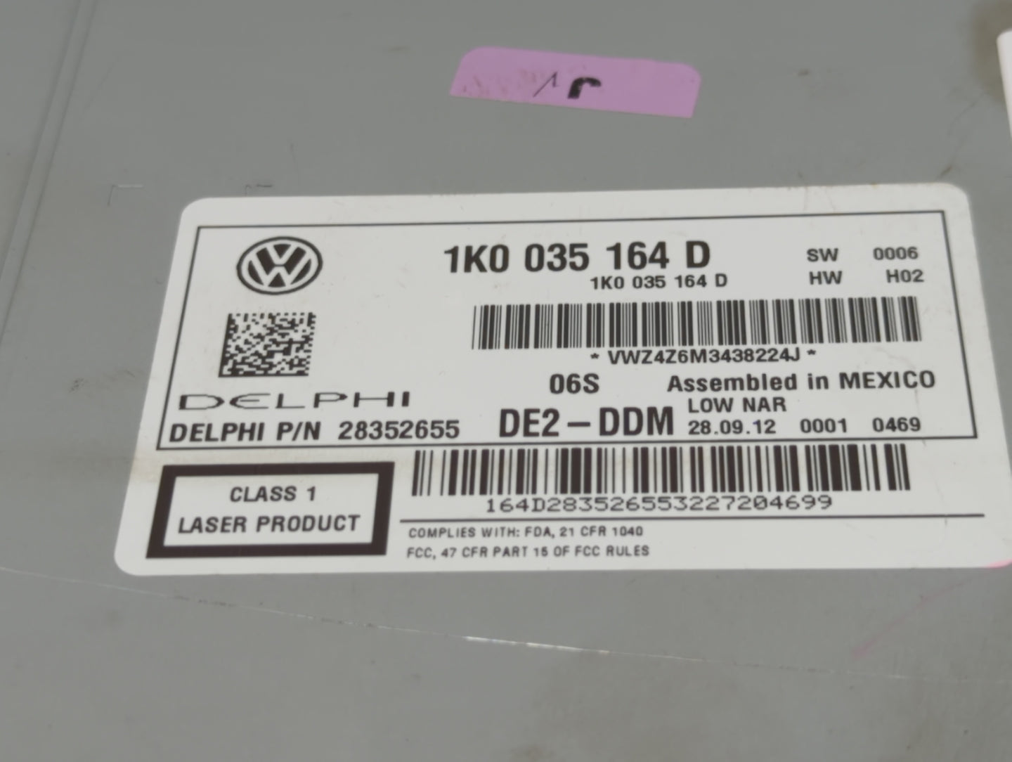 2012-2016 Volkswagen Beetle Radio AM FM Cd Player Receiver Replacement P/N:1K0 035 164 D 1K0 035 164 Fits OEM Used Auto Part