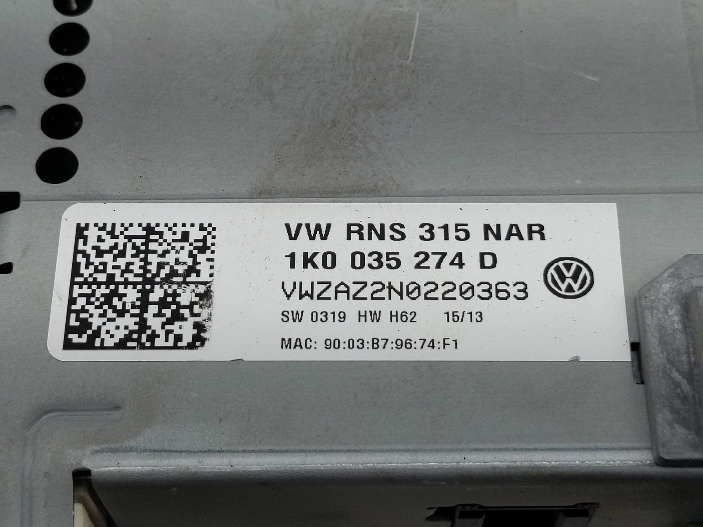 2012-2017 Volkswagen Cc Radio AM FM Cd Player Receiver Replacement P/N:1K0 035 274 D VW RNS 315 NAR Fits OEM Used Auto Parts