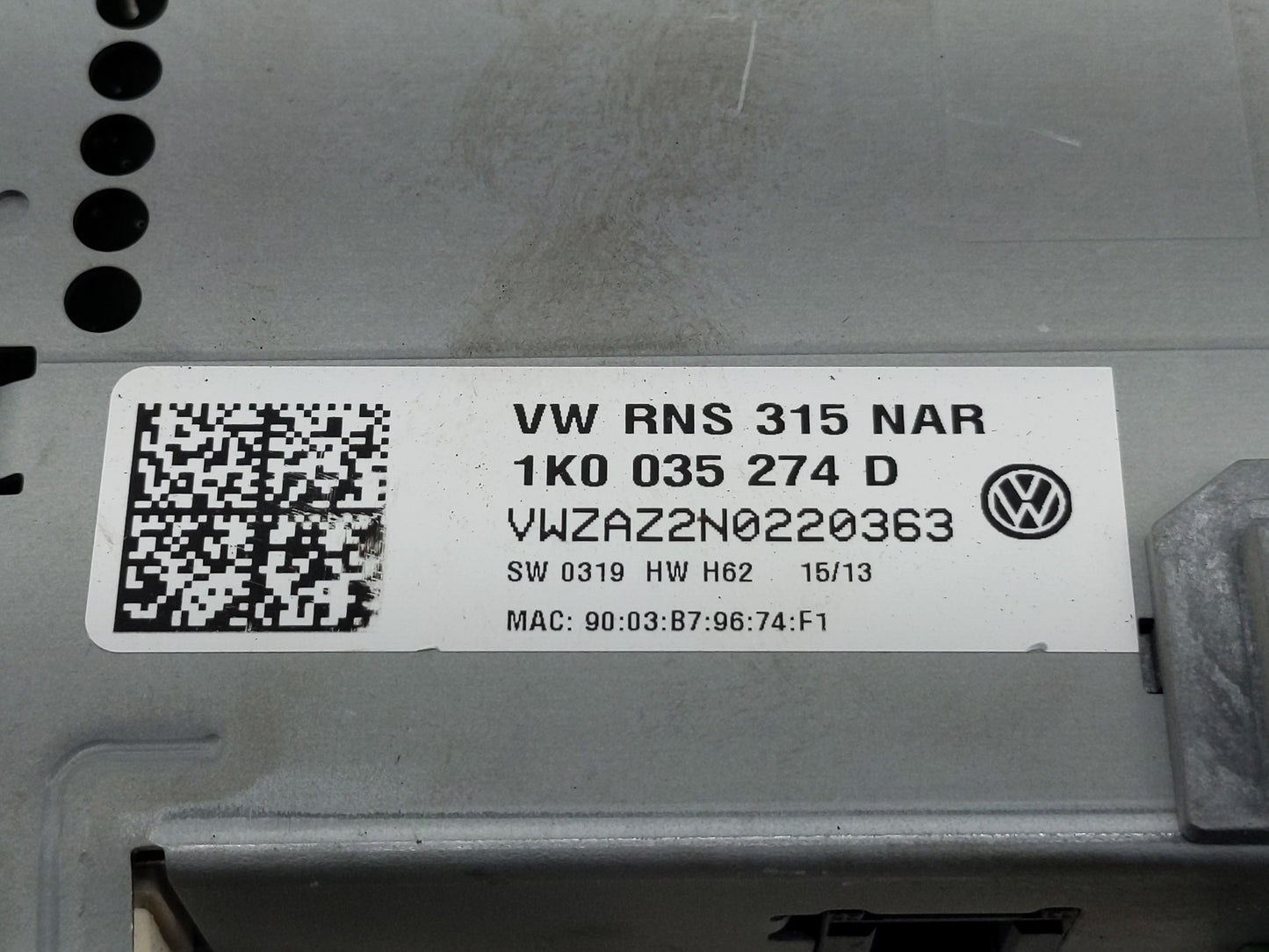 2012-2017 Volkswagen Cc Radio AM FM Cd Player Receiver Replacement P/N:1K0 035 274 D VW RNS 315 NAR Fits OEM Used Auto Parts