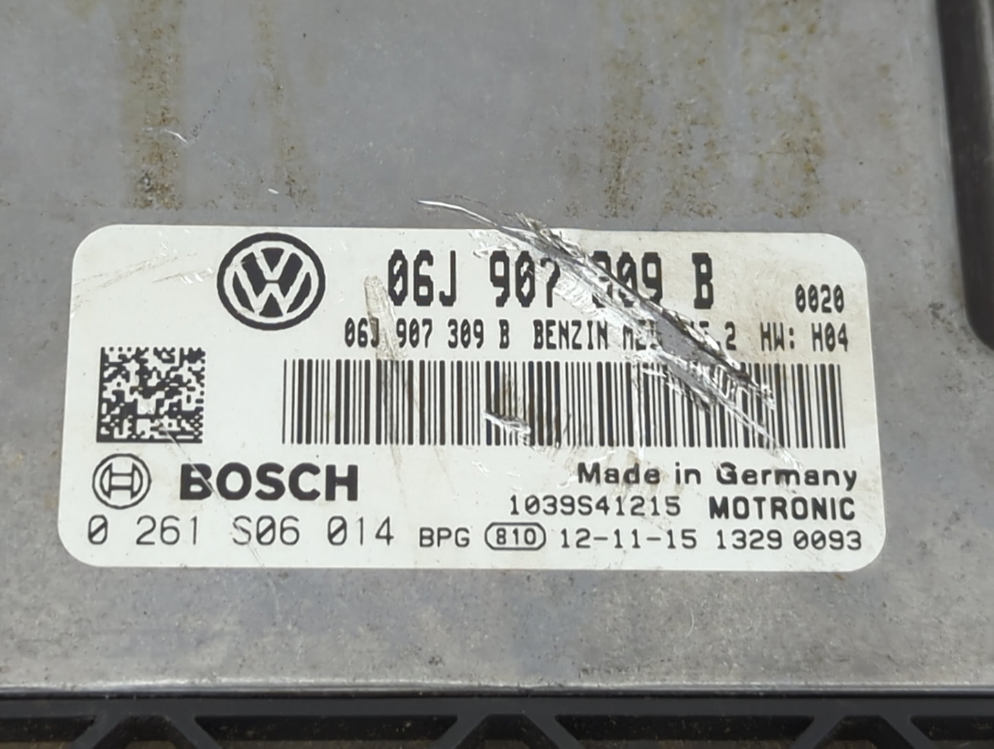 2013 Volkswagen Cc PCM Engine Control Computer ECU ECM PCU OEM P/N:06J907309B 0261S06014 Fits OEM Used Auto Parts - Oemuseda