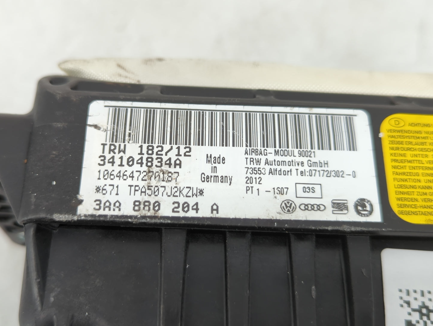 2013-2017 Volkswagen Cc Air Bag Passenger Right Dashboard Oem - Oemusedautoparts1.com