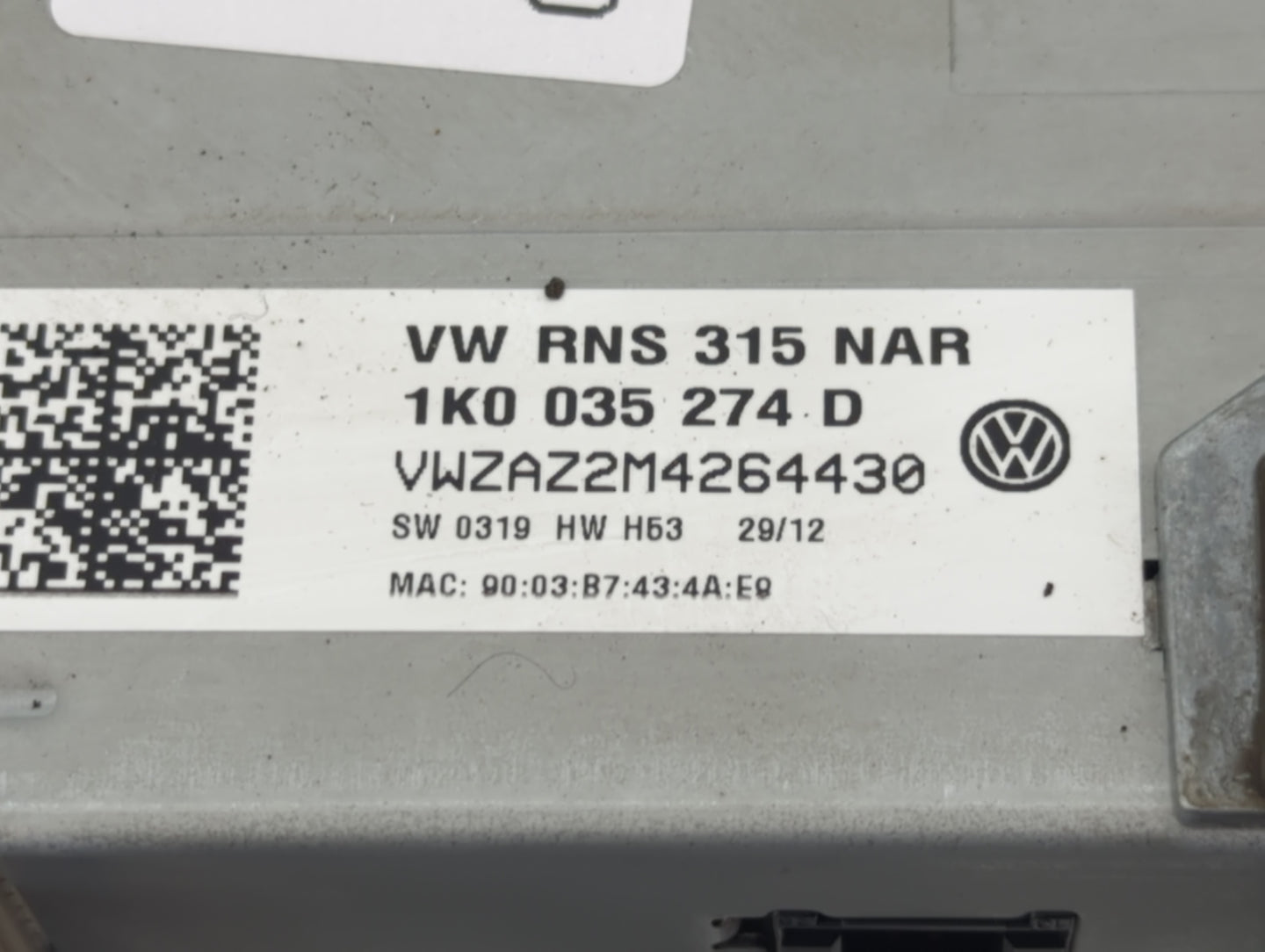 2012-2016 Volkswagen Gti Radio AM FM Cd Player Receiver Replacement P/N:1K0 035 274 D Fits Fits 2012 2013 2014 2015 2016 201