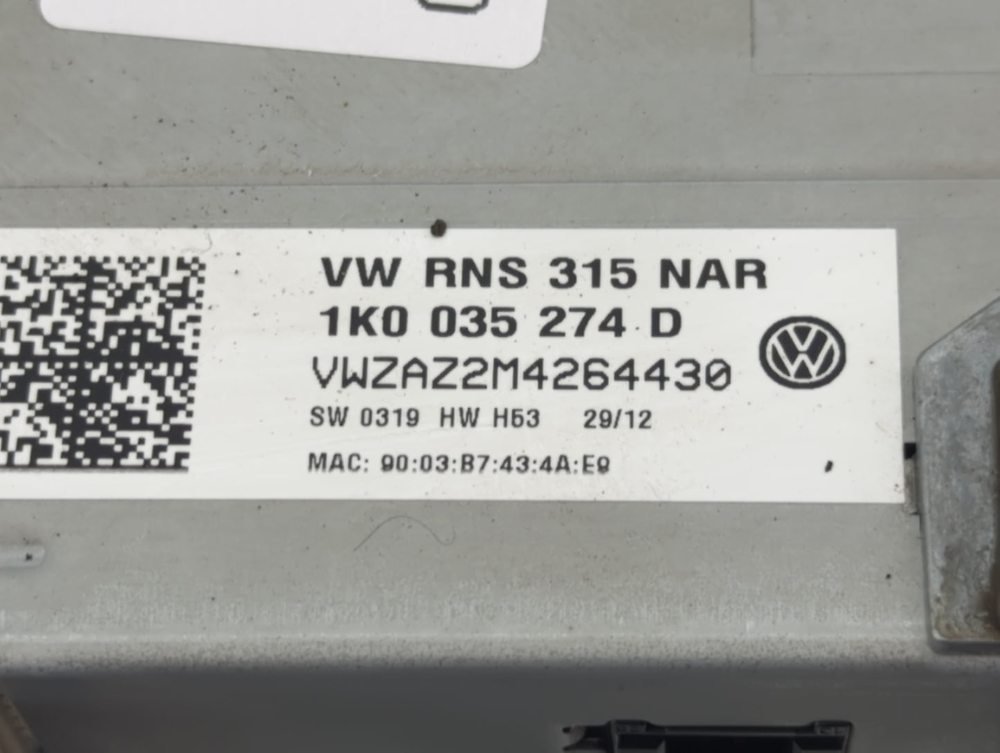 2012-2016 Volkswagen Gti Radio AM FM Cd Player Receiver Replacement P/N:1K0 035 274 D Fits Fits 2012 2013 2014 2015 2016 201
