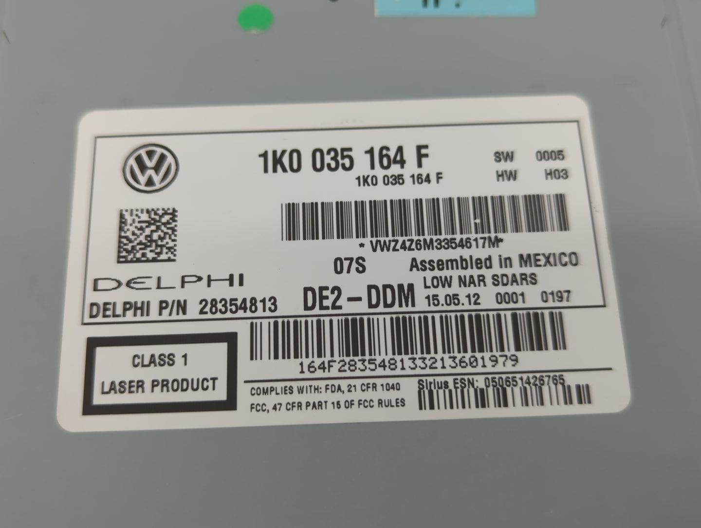 2013 Volkswagen Gti Radio AM FM Cd Player Receiver Replacement P/N:1K0 035 164 F Fits OEM Used Auto Parts - Oemusedautoparts