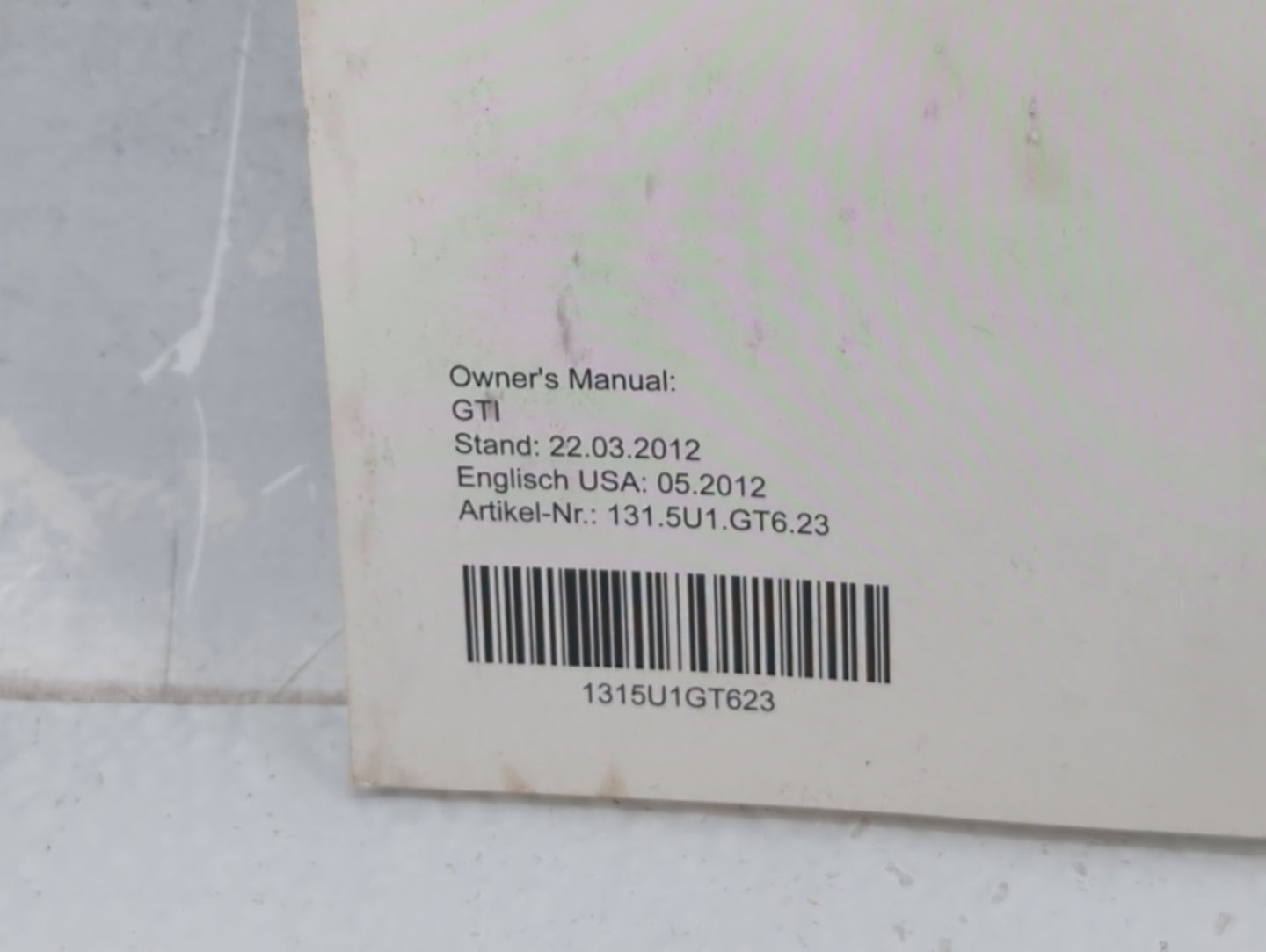 2013 Volkswagen Gti Owners Manual Book Guide P/N:1315U1GT623 OEM Used Auto Parts - Oemusedautoparts1.com
