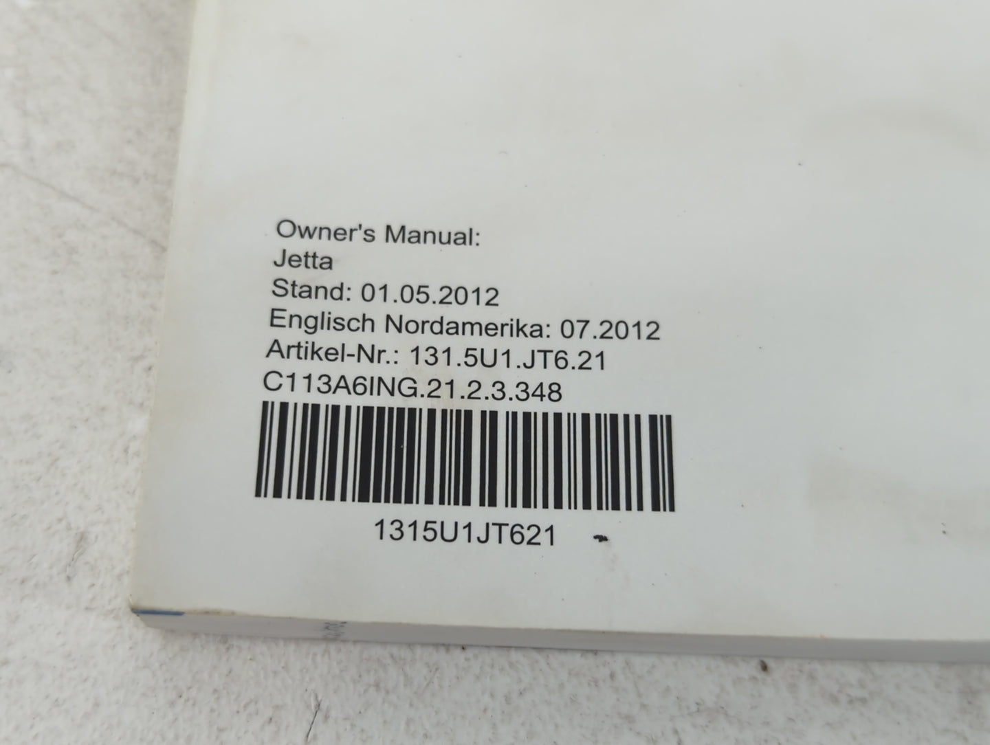 2013 Volkswagen Jetta Owners Manual Book Guide P/N:1315U1JT621 OEM Used Auto Parts - Oemusedautoparts1.com