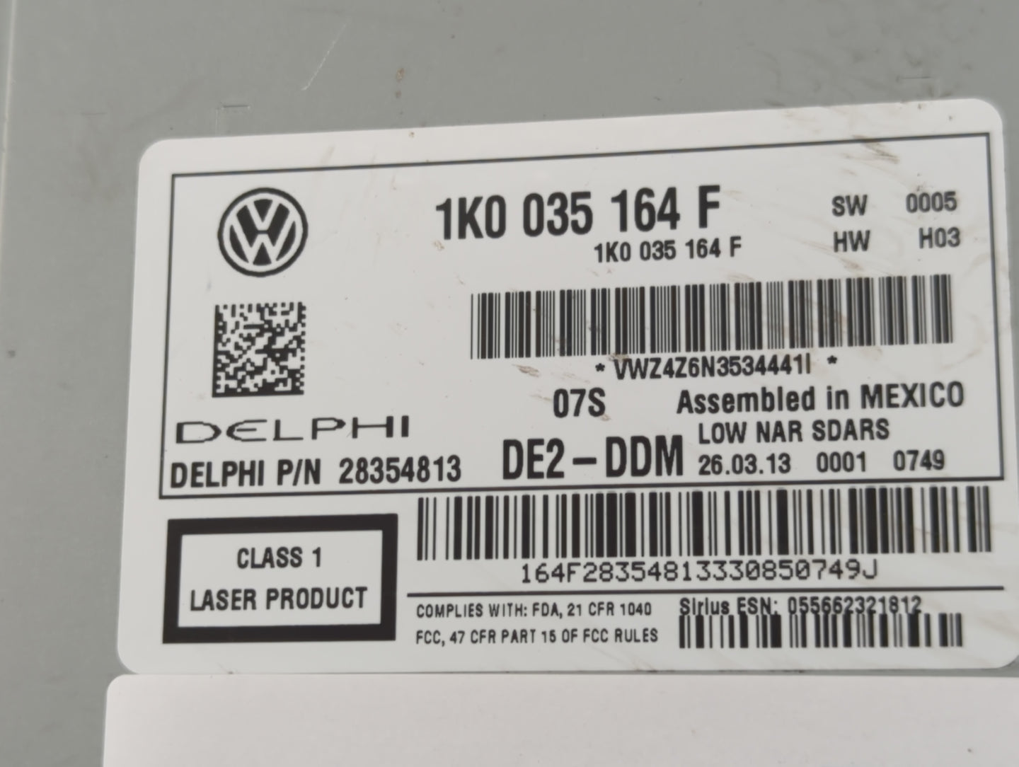 2011-2014 Volkswagen Jetta Radio AM FM Cd Player Receiver Replacement P/N:1K0 035 164 F Fits Fits 2011 2012 2013 2014 2015 2
