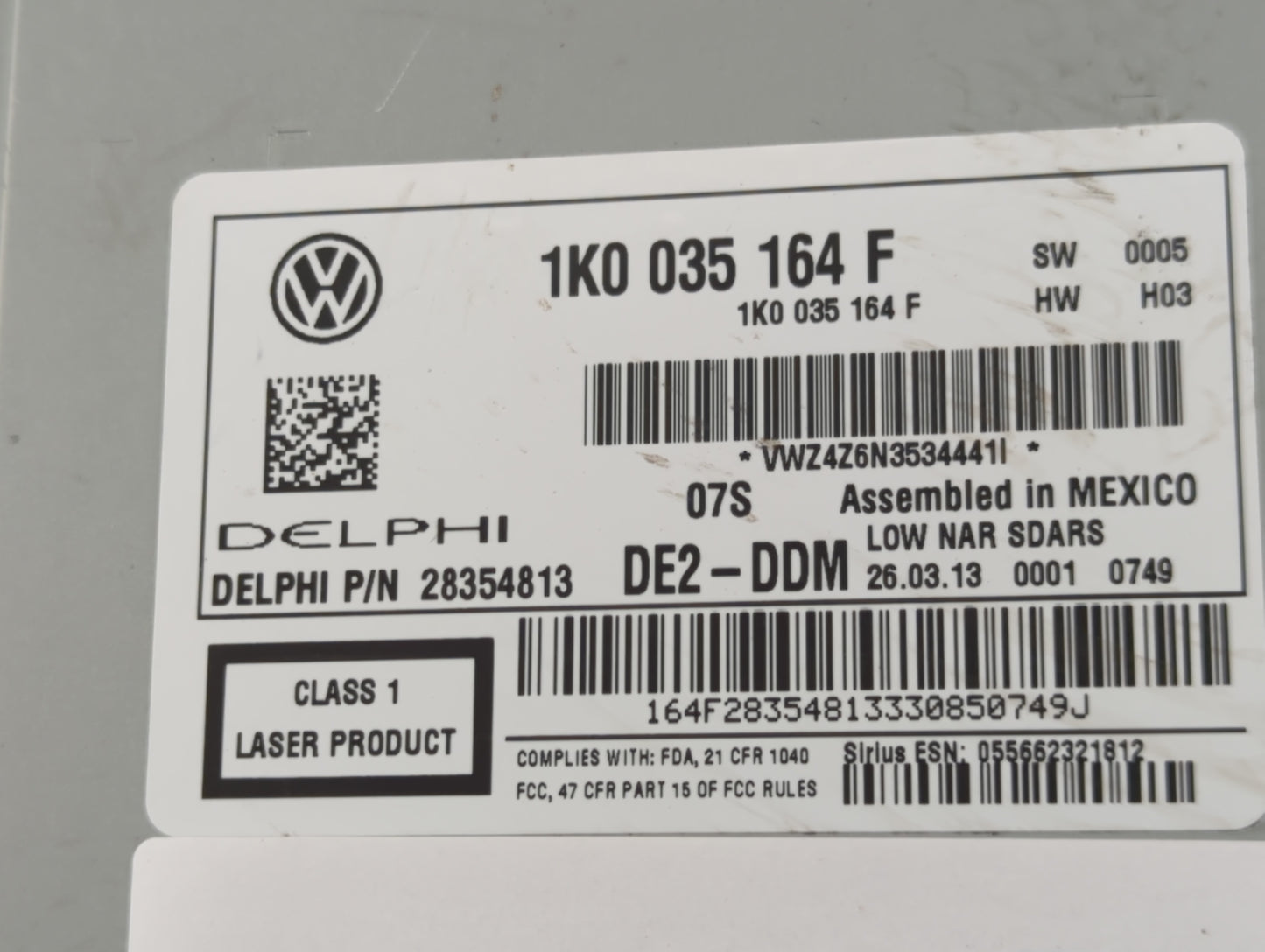 2011-2014 Volkswagen Jetta Radio AM FM Cd Player Receiver Replacement P/N:1K0 035 164 F Fits Fits 2011 2012 2013 2014 2015 2
