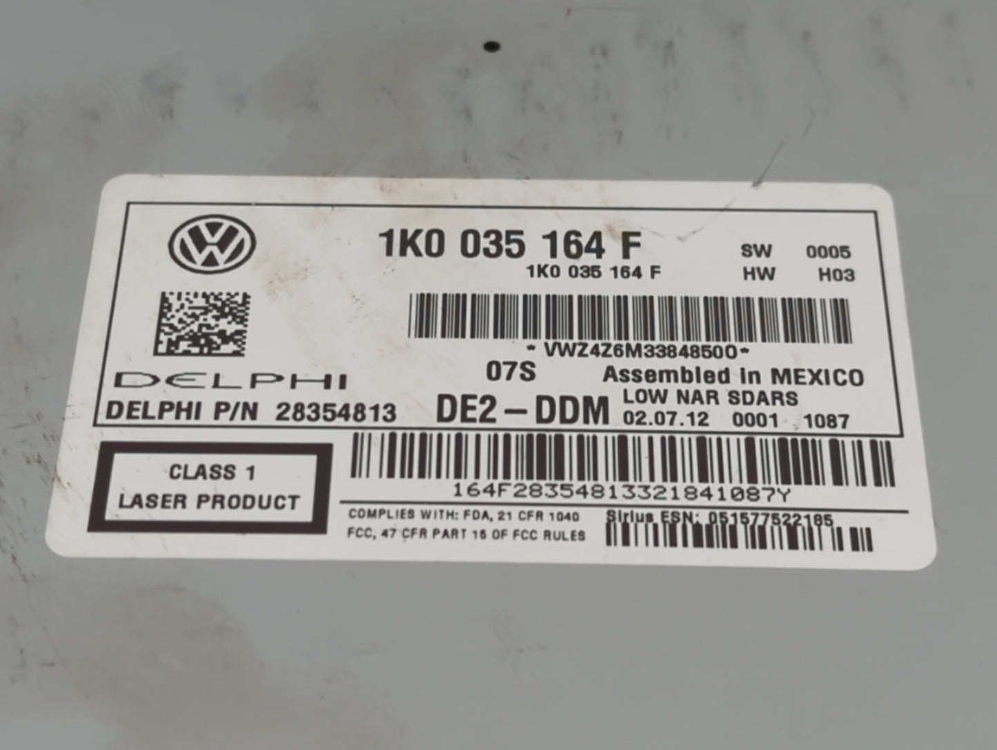 2011-2014 Volkswagen Jetta Radio AM FM Cd Player Receiver Replacement P/N:1K0 035 164 F Fits Fits 2010 2011 2012 2013 2014 O
