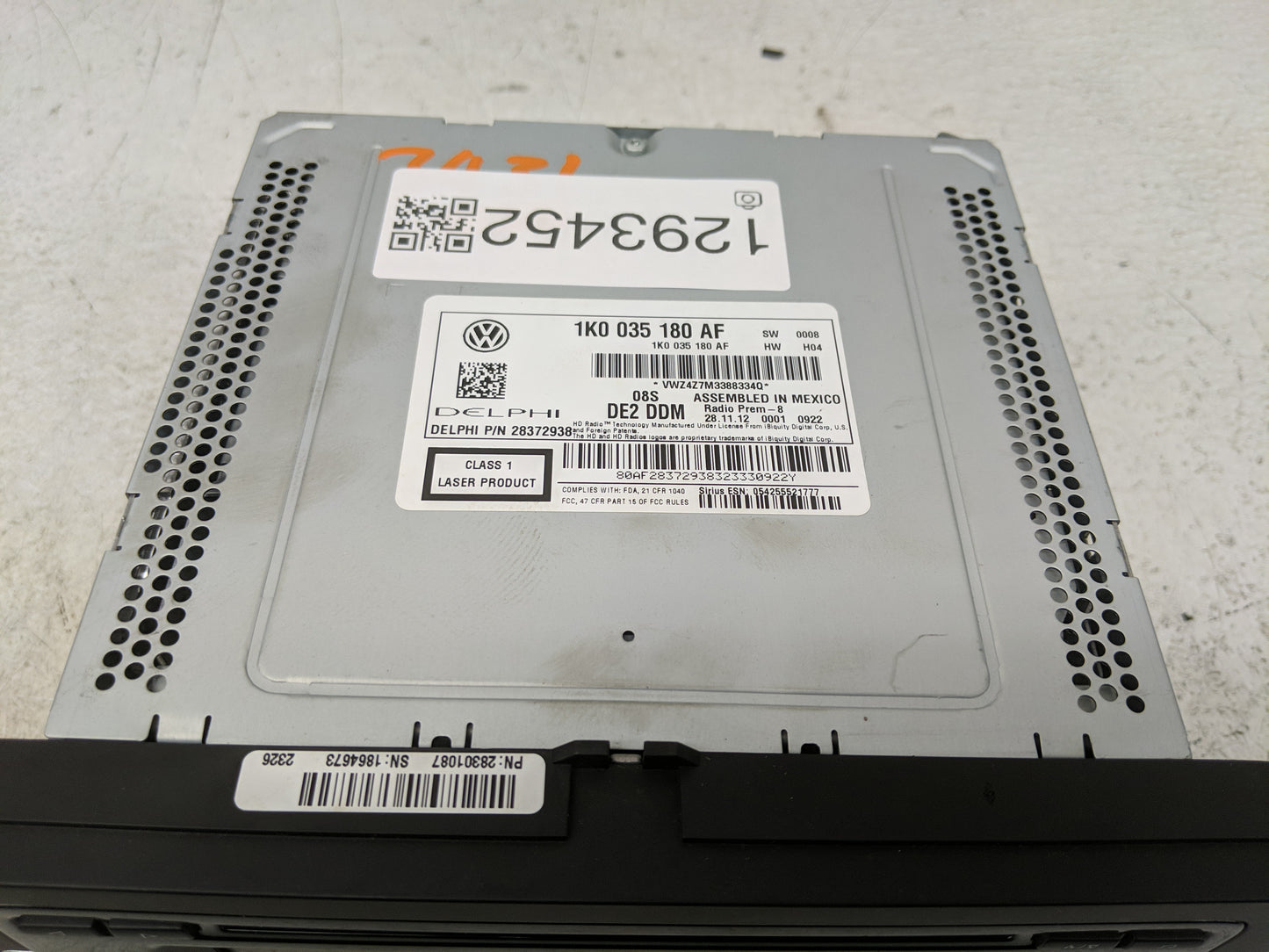 2012-2017 Volkswagen Jetta Radio AM FM Cd Player Receiver Replacement P/N:1K0 035 180 AF Fits Fits 2012 2013 2014 2015 2016 
