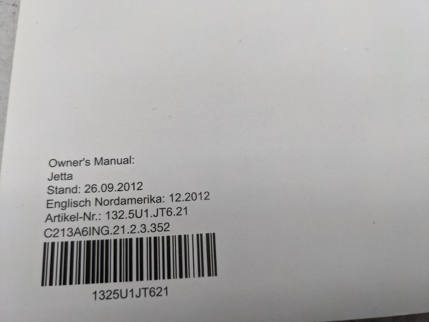 2013 Volkswagen Jetta Owners Manual Book Guide P/N:1325U1JT621 OEM Used Auto Parts - Oemusedautoparts1.com