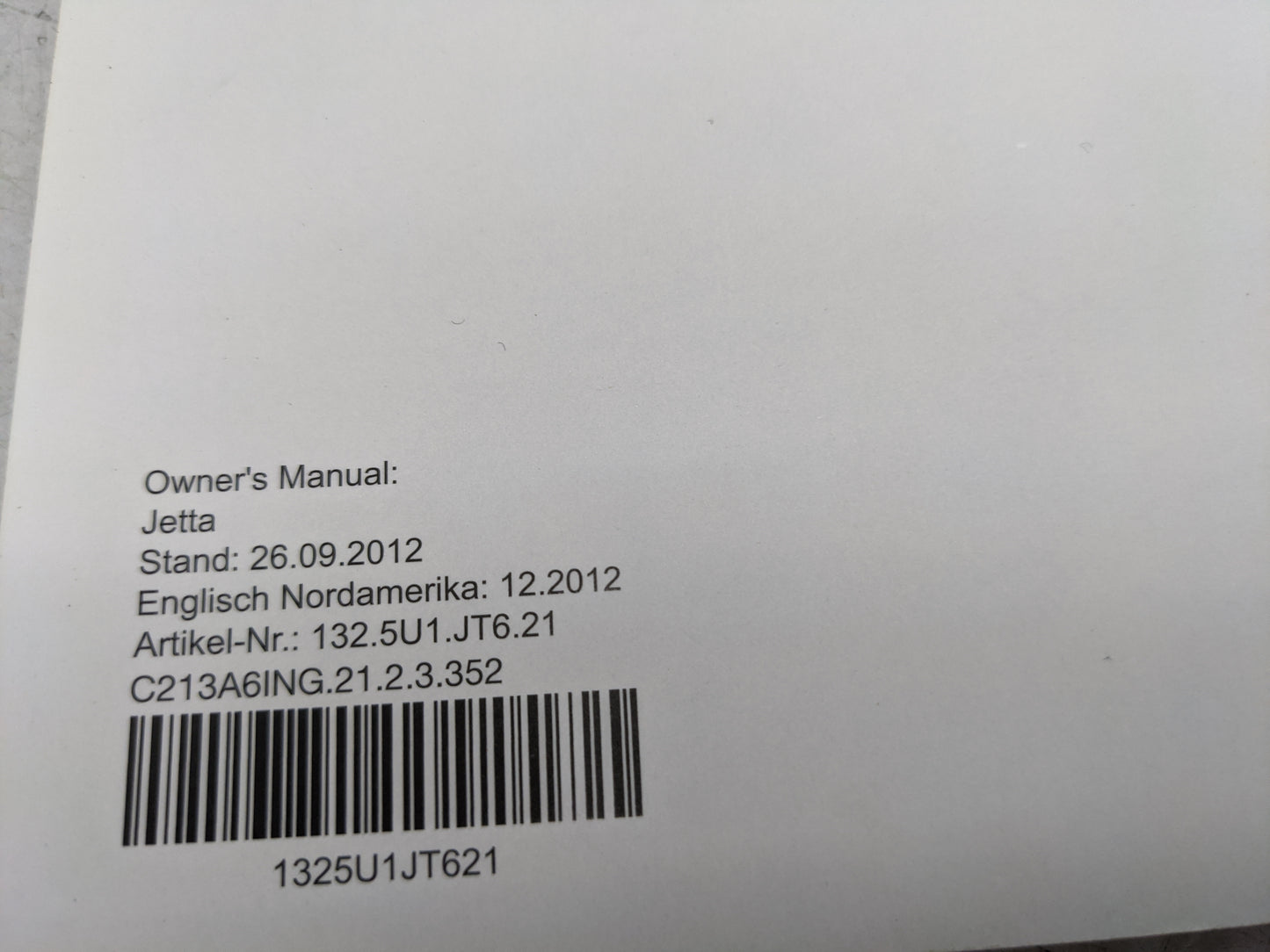 2013 Volkswagen Jetta Owners Manual Book Guide P/N:1325U1JT621 OEM Used Auto Parts - Oemusedautoparts1.com