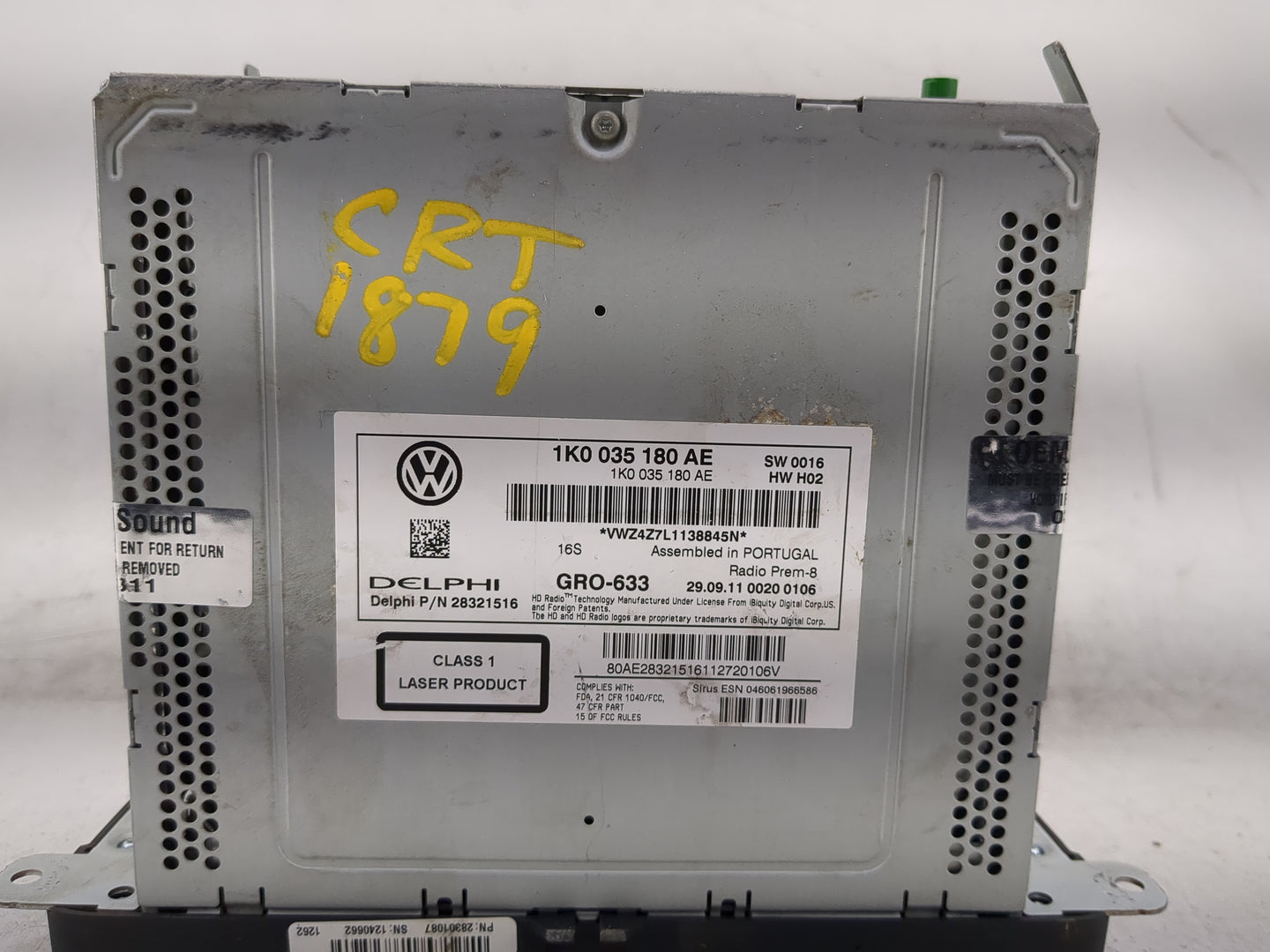 2012-2017 Volkswagen Jetta Radio AM FM Cd Player Receiver Replacement P/N:1K0035180AE 28321516 Fits OEM Used Auto Parts - Oe