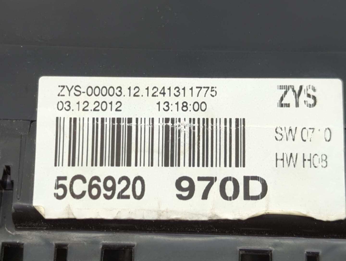 2013 Volkswagen Jetta Instrument Cluster Speedometer Gauges P/N:5C6920 Fits OEM Used Auto Parts - Oemusedautoparts1.com
