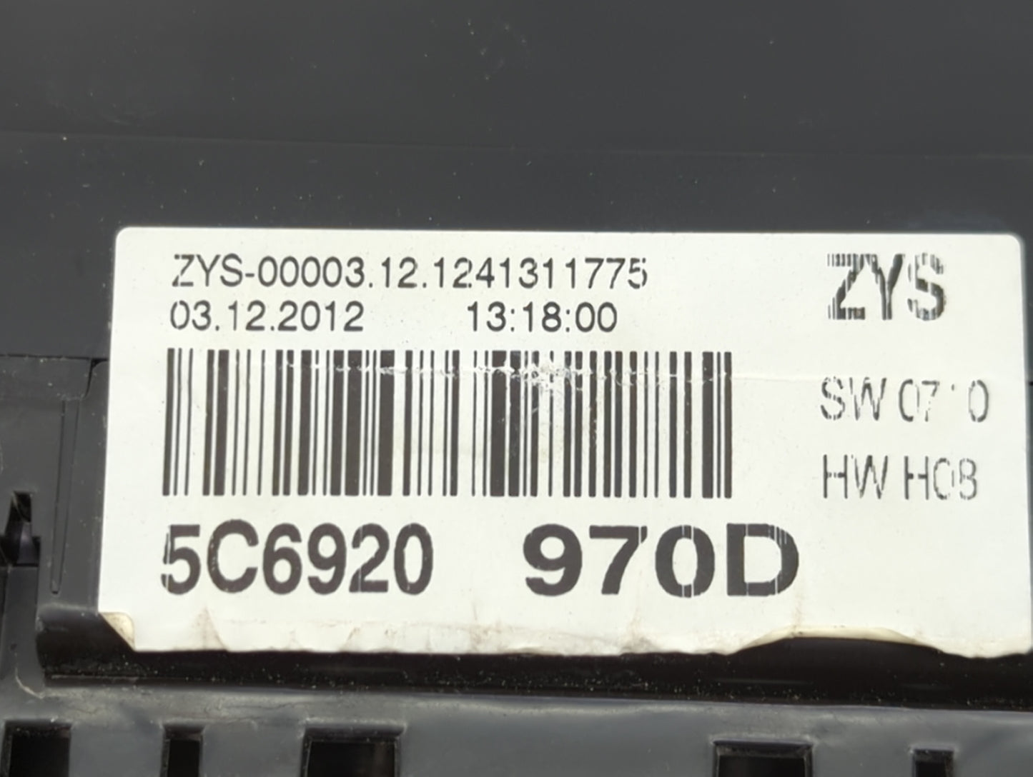 2013 Volkswagen Jetta Instrument Cluster Speedometer Gauges P/N:5C6920 Fits OEM Used Auto Parts - Oemusedautoparts1.com