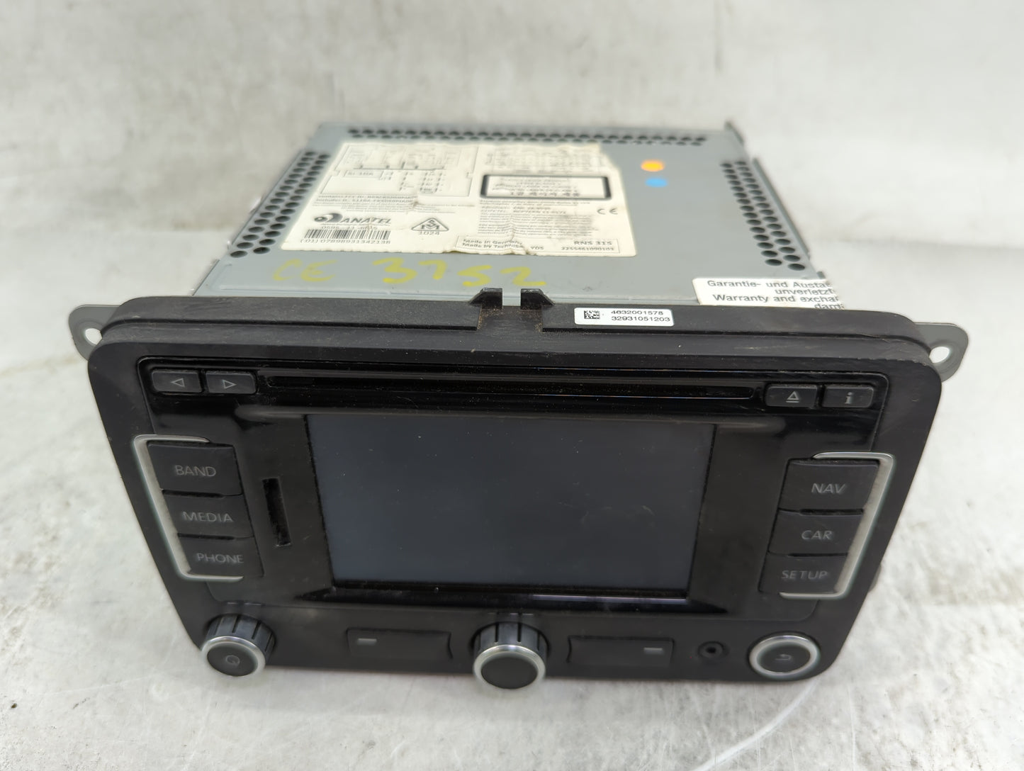 2013-2017 Volkswagen Jetta Radio AM FM Cd Player Receiver Replacement P/N:5C0035274B RNS315 Fits Fits 2013 2014 2015 2016 20